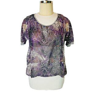 A New Approach (a.n.a) - Women's 1X Blouse Short Sleeve Abstract Animal Snake